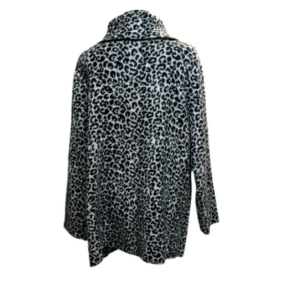 Leopard Print Sweater jacket wool blend knit Christian Siriano size 2X - Picture 4 of 11